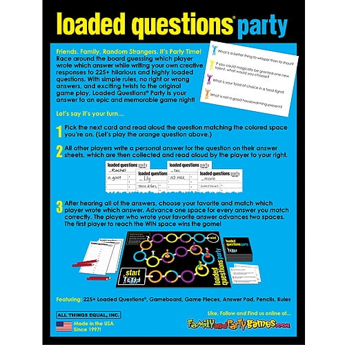 Loaded Questions Board Game All Things Equal Inc Complete Except for 1 Pencil for sale online 