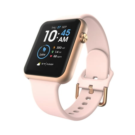 iTech Fusion 3 Unisex Adult Rectangular Smart Watch, Blush, Silicone Strap