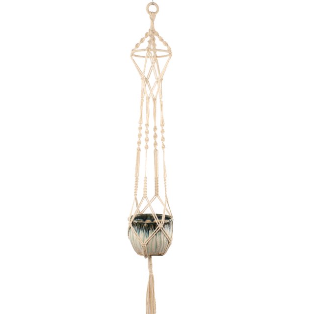 Colgador de plantas de macramé blanco trenzado bohemio hecho a mano, soportes para macetas, cesta colgante, jardín, decoración del hogar Inevent JJ18380-01