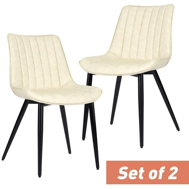 Faux Leather Chair With Metal Legs - Off white faux leather upholstery