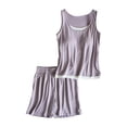 thumbnail image 2 of YHAJDS Winter Casual Pajama Suits For Women,Sleepwear For Women Pajama Set Sleepwear With Built In Bra Home Wear Solid Color Lightweight Tank Top And Shorts Two Piece Set, 2 of 5