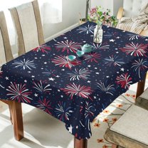 Yayeee Tablecloths 54" x 72" Rectangle Wrinkle Resistant Party Table Cover, Red and Blue Fireworks Pattern