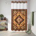thumbnail image 6 of No Hook Shower Curtain with Built-in Rings - Retro Boho Washable Waterproof Fabric Bathroom Curtains for Hotel,Rentals, Stall 36 X 72 Inch , Aztec Southwest Tribal Floral Pattern Brown, 6 of 9