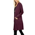 thumbnail image 2 of J. METHOD Women's Open Front Long Sleeve Cardigan Casual Basic Lightweight Soft Sweater with Slouchy Pockets NEWJ1440 Eggplant S, 2 of 5