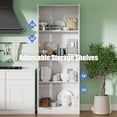 thumbnail image 3 of 71" Tall Pantry Cabinet with 4 Doors, Freestanding Larder & Kitchen Hutch Cabinet with Adjustable Shelves for Dining Room, White, 3 of 9