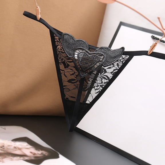 HUPOM Period Thong Underwear For Women Panties For Women Thong Leisure Tie Drop Waist Black One Size