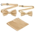 thumbnail image 1 of Corbata de moño para hombres, corbatas de moño ajustables con pañuelo, conjuntos de corbatas de moño pre-atadas para bodas (Oro champán, 2 tamaños), 1 of 6