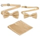 thumbnail image 1 of Corbata de moño para hombres, corbatas de moño ajustables con pañuelo, conjuntos de corbatas de moño pre-atadas para bodas (Oro champán, 2 tamaños), 1 of 6