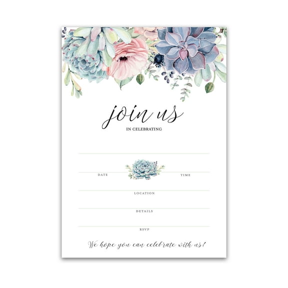 Roseum Collections Succulents JOIN US Invitations for any Special Event, Green