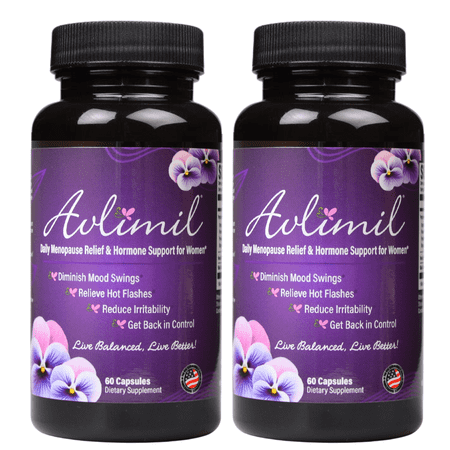 Avlimil Hormone Balance & Menopause Support - Relief from Mood Swings, Hot Flashes, Night Sweats - Isoflavones, Black Cohosh, Valerian, Red Clover, and more - 30 Day Supply (2 Pack)