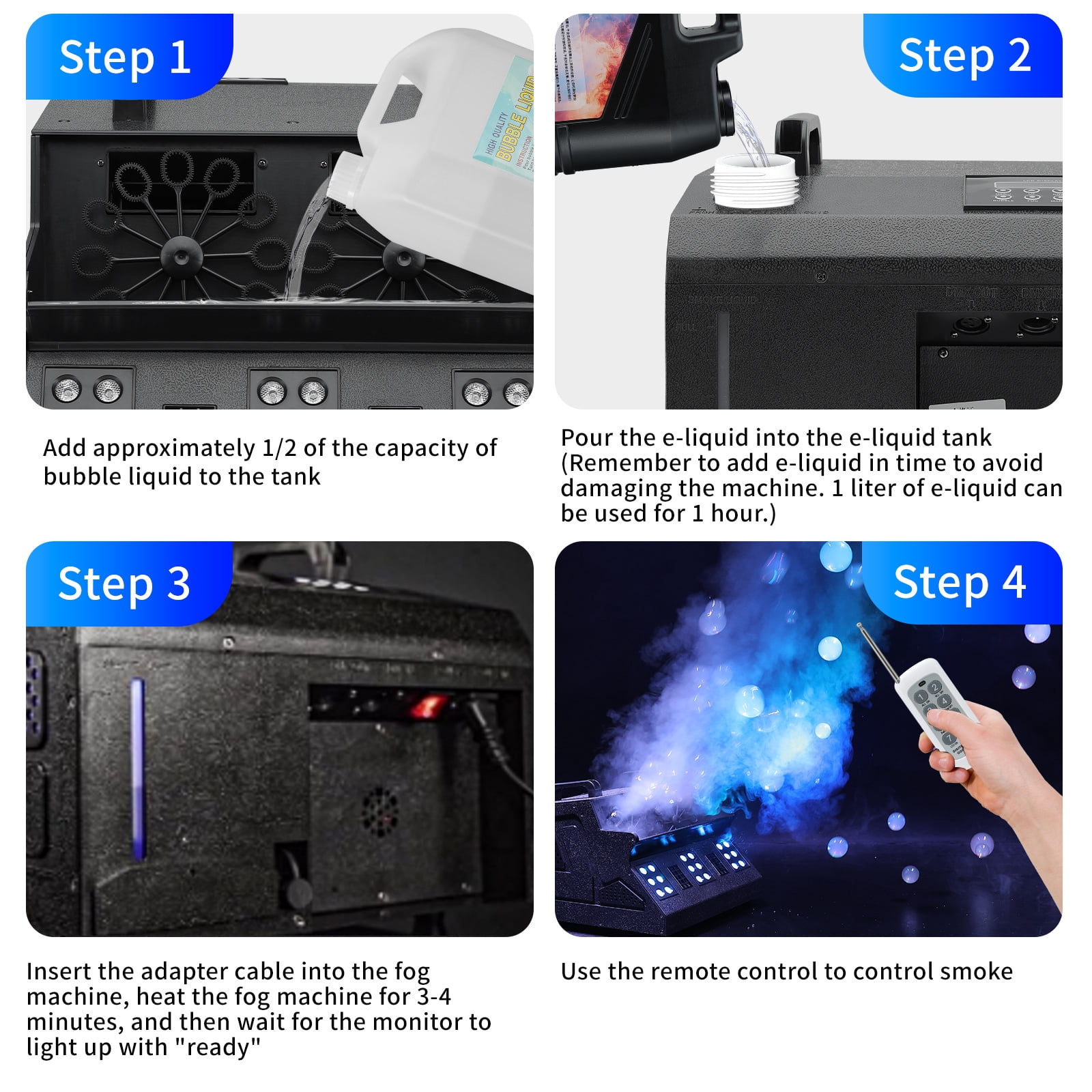 2000W Fog Bubble Machine, 3 in 1 Fog Machine with 2 Bubble Fans, 7 CH RGB 18 LED RGBW Lights Smoke Bubble Machine for Wedding, Birthday, Halloween, DJ Party, Stage