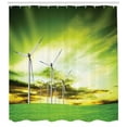 thumbnail image 3 of Ambesonne Windmill Shower Curtain, Wing Turbines Green Sky, 69"Wx70"L, Lime Green White, 3 of 3