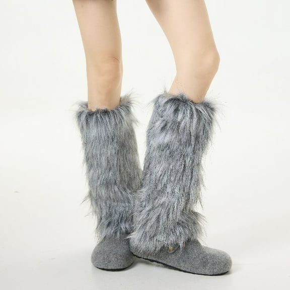 harmtty Faux Fur Leg Warmers Women Girls Furry Boot Covers Fuzzy Shoes Cuff Cover Cozy Winter Calf Warmers for Parties Street Wear