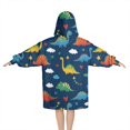 thumbnail image 2 of DarkBlue Dinosaurs Stars Hearts Blanket Hoodies for Kids 6-13YR Oversize Wearable Blanket Hoodies for Boys Girls Teens, 2 of 7