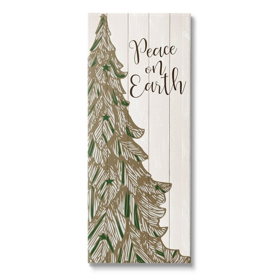 Stupell Industries Peace On Earth Tree Phrase Graphic Art Gallery Wrapped Canvas Print Wall Art, Design by Kim Allen