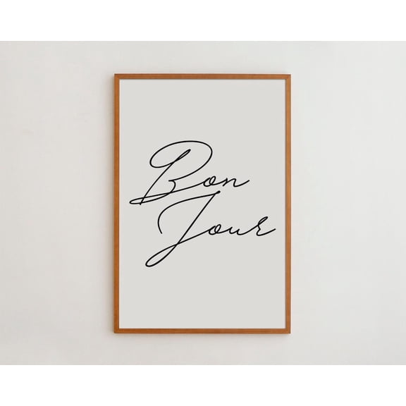 PosterArt Bon Jour French Typography Art Print Poster Black and White Matte Paper, Size 8x12 UNFFRAMED