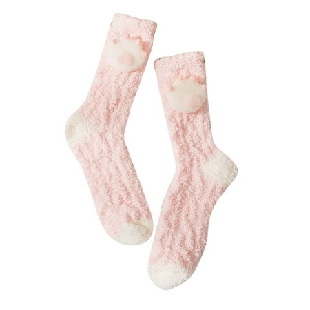 

Heiheiup Womens Winter Doll Socks Autumn And Winter Mid Tube Socks Coral Thickened Warm Toddler Short Socks Girls