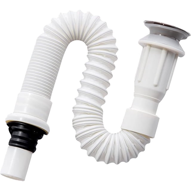 Sifón para lavabo, sifón que ahorra espacio, desagüe flexible para lavabo, desagüe para fregadero, extensible de 40 a 80 cm