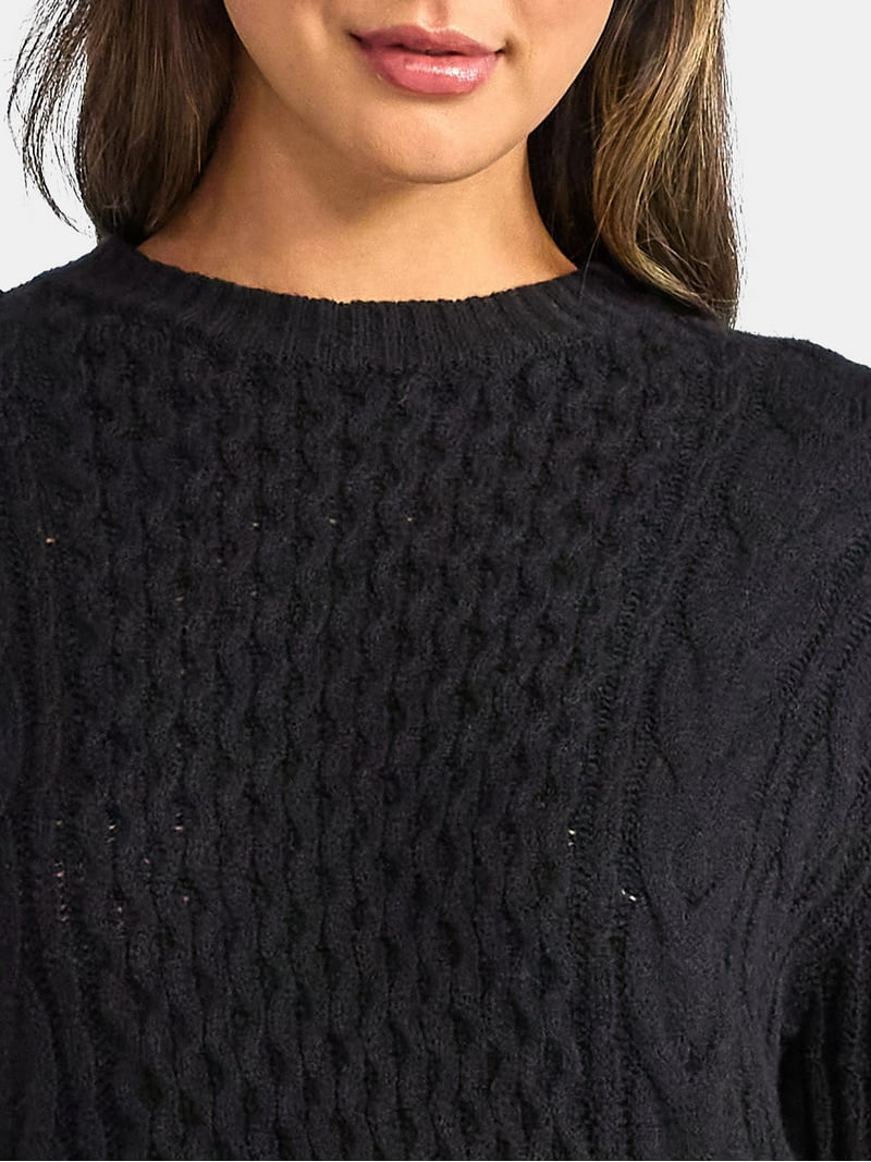 Time and Tru Women's Cable Knit Sweater Dress, Sizes XS-XXL Time and Tru Women's Cable Knit Sweater Dress, Sizes XS-XXL