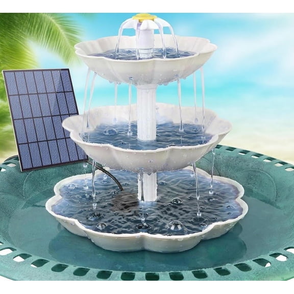 Solar Bird Bath Fountain with 3 Tiered Design, DIY Detachable 3.5W Decorative Water Features - Suitable for Bird Bath, Garden Decoration, Outdoor Bird Feeder, Perfect for Yard & Patio