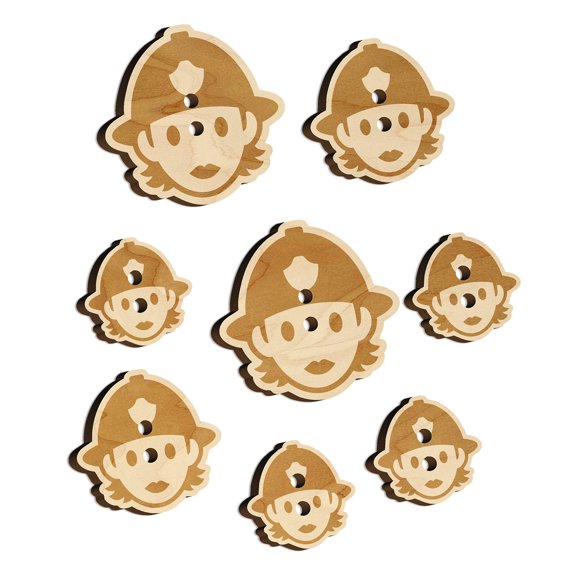 Occupation Firefighter Fire Woman Icon Wood Buttons for Crochet Knitting Sewing DIY Craft - 1.25 Inch Large (5pcs)
