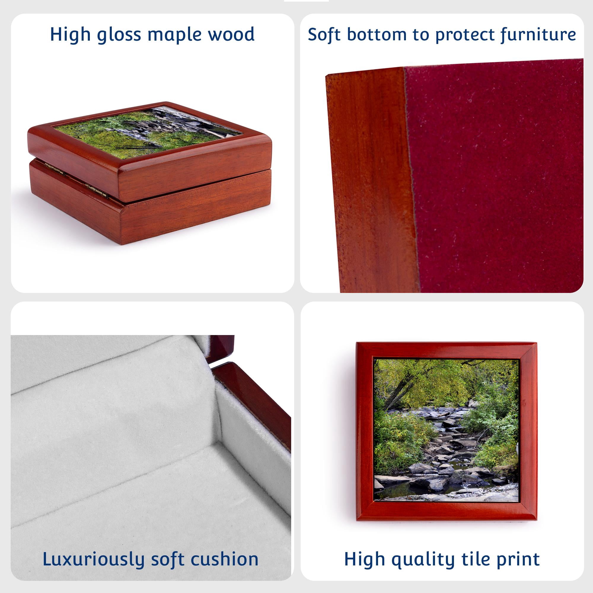 3dRose, Picture of a Creek, Jewelry Box 5.5x5.5 inch with 4 inch tile