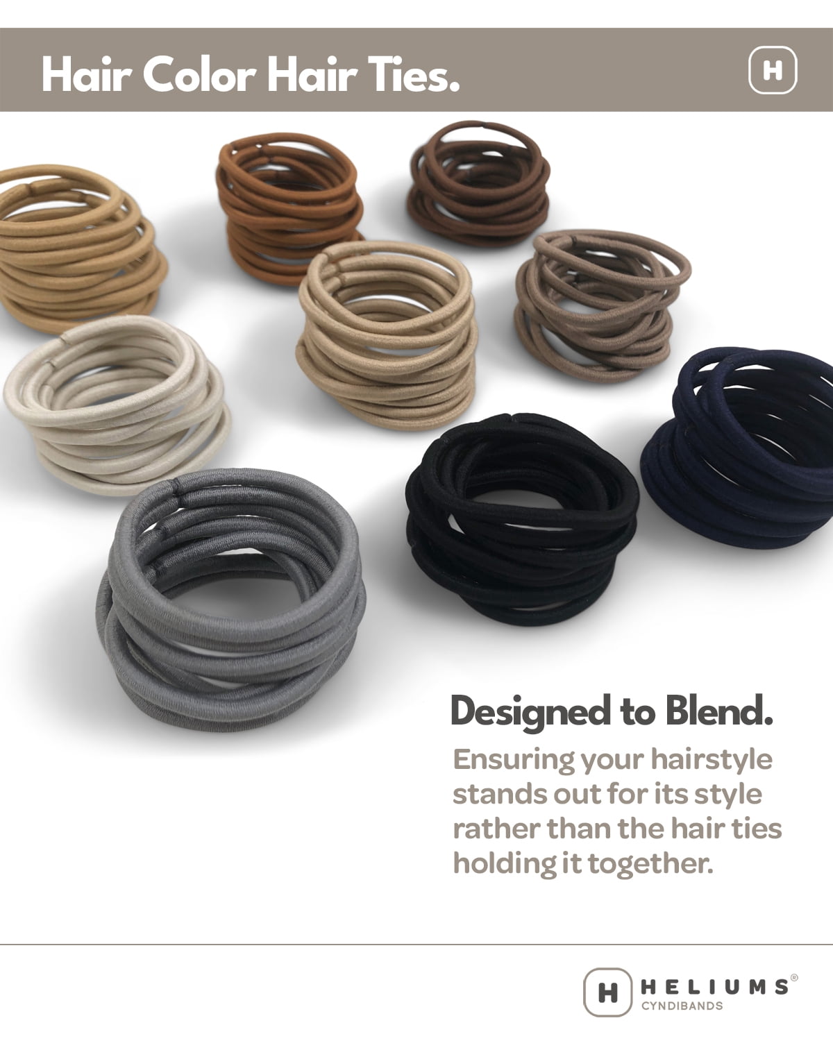 Cyndibands Elastic Hair Ties – Light Brown - No Damage 4mm 