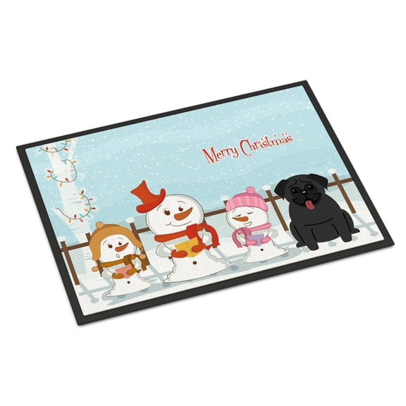 Carolines Treasures BB2337MAT Merry Christmas Carolers Pug Black Indoor or Outdoor Mat, 18 x 0.25 x 27 in.