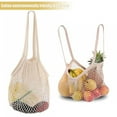 thumbnail image 3 of Pebbuoy Cotton Mesh Bag Reusable Grocery Tote with Long Handles Washable Eco-Friendly Shopping Handbag Lightweight Foldable Net Tote for Fruits And Vegetables, 3 of 7