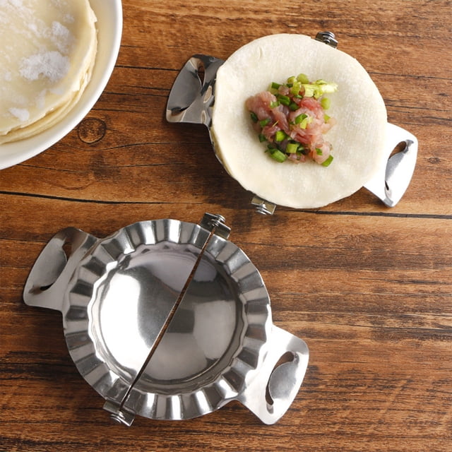 Uscallm 2Pcs Stainless Steel Dumpling Maker Press, Dumpling Tool For Making Dumplings Pastries Pies, Handheld Kitchen Gadget For Homemade Dumplings Gyoza Potstickers, Easy To Use Pastry Dough Press