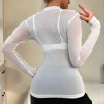 thumbnail image 6 of Women'S Ultra-Thin Mesh Elastic Tight Long Sleeve Half- Bottoming Shirt Sheer Tops White M, 6 of 7
