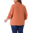 thumbnail image 3 of Agnes Orinda Women's Plus Size Tops Tassel Flutter Self Tie V Neck 3/4 Sleeve Blouses 4X Orange, 3 of 6