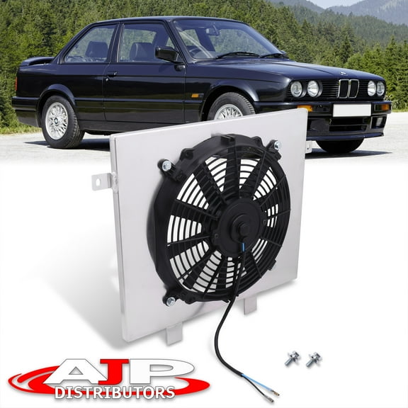AJP Distributors Replacement Upgrade Manual MT Transmission Aluminum Radiator 11" Fan Shroud Cover Set Kit Cooling System For BMW E30 318 325 328 3-Series 1987 1988 1989 1990 1991 87 88 89 90 91
