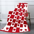 thumbnail image 2 of Amarainy Red And White Heart Checkered Flannel Throw Blanket For Winter Gift Home Sofa Bed Decoration 40x50 inch, 2 of 5
