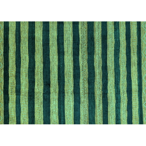 Ahgly Company Indoor Rectangle Oriental Turquoise Blue Modern Area Rugs, 5' x 7'