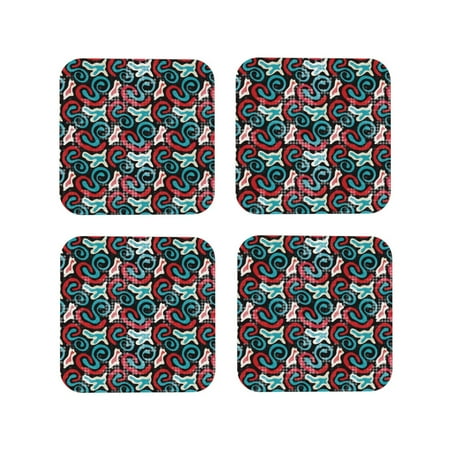 

Leather Coasters with Heat-resistant for Drinks pattern Cup Coasters Cup Pad Mat for Tabletop Protection Coffee Table Office Desk and Housewarming Gift