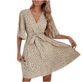 thumbnail image 1 of Vestido estampado informal con cuello en V y tirantes de manga corta para mujer Pompotops ghjkhdj15838, 1 of 8