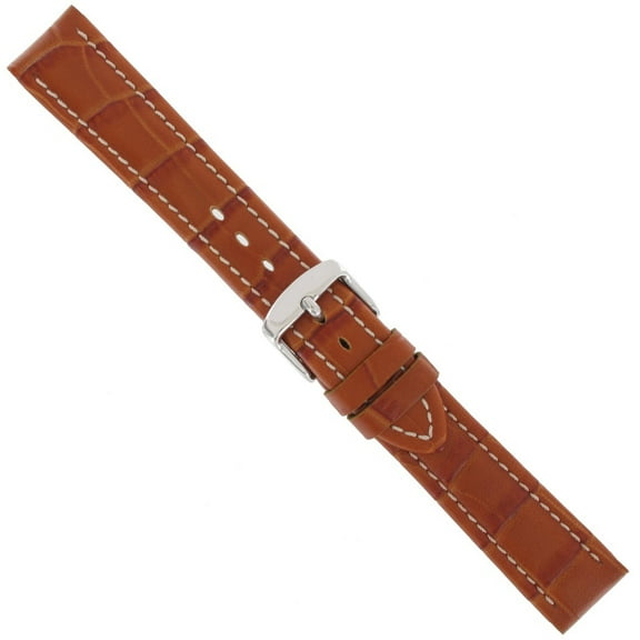 MS895 18mm Tan Alligator Grain Stitched Calfskin Leather Watchband
