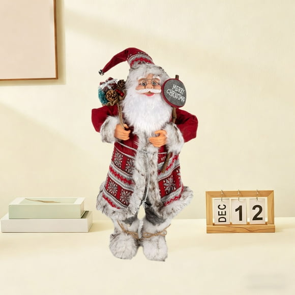 Rvkxad 12-Inch Red Santa Claus Doll, Polyester Santa Figurine for Christmas Tabletop Decor, Holiday Ornament, Christmas Decoration