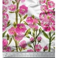 thumbnail image 3 of oneOone Silk Tabby Fabric Leaves & Pink Floral Panel Printed Fabric 1 Yard 42 Inch Wide, 3 of 3