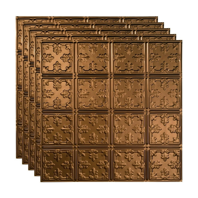 FASÄDE Traditional 10 Decorative Vinyl 2ft x 2ft Lay in Ceiling Panel in Oil Rubbed Bronze(5 Pack)