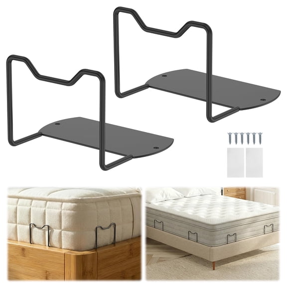 Mattress Slide Stopper for Metal or Wooden Bed Frame, Heavy Duty Steel Mattress Retainer Bar, Non-Slip Stabilizer for Platform Bed, 2 Pack, 3.94" Height