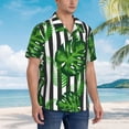 thumbnail image 2 of Lsque Palm Greenery pattern Hawaiian Shirt for Men, Unisex Summer Beach Casual Short Sleeve Button Down Shirts-Large, 2 of 9
