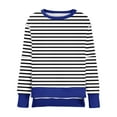 thumbnail image 3 of XPMWRP Women's Striped Casual Sweatshirts Oversized Crewneck Long Sleeve Pullover Top Fall Winter Outfits Fashion Clothes Blue M, 3 of 4