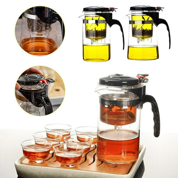 750ml Oblique Elegant Cup Teapot One-Click Filter Tea Cup Tea Water Separation Tea Set Glass Teapot