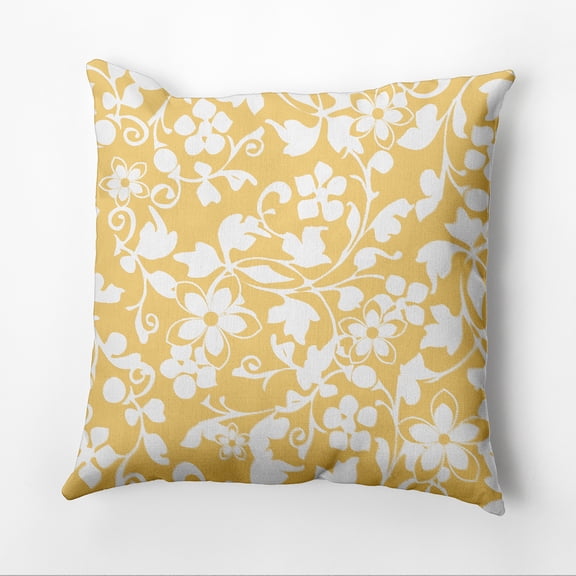 Simply Daisy 16" x 16" Evelyn Polyester Indoor/Outdoor Throw Pillow, Yellow