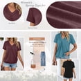 thumbnail image 3 of SUNBS Shirts for Women Short Sleeve V Neck Blouses Casual Loose Fit Pleated Tops Trendy Cute Fashion Clothes, 3 of 8