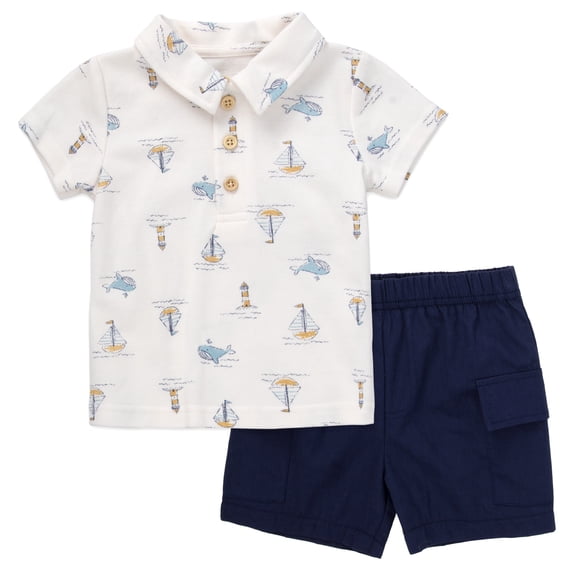 Baby Essentials Infant Boys 12 Months Spring Summer Polo Shirt Cargo Shorts