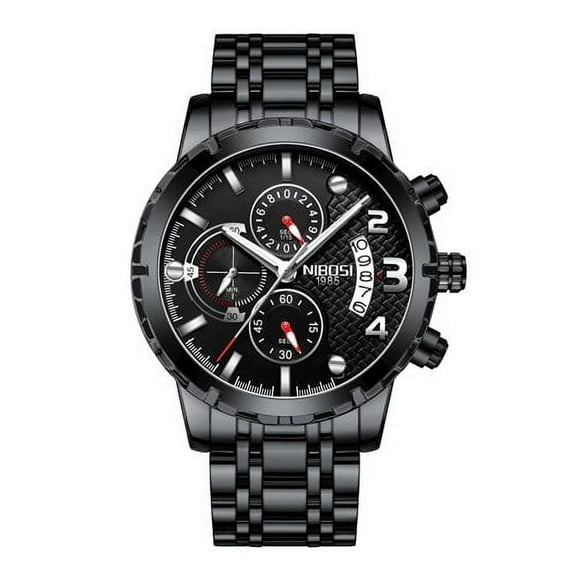 NIBOSI New Fashion Mens Watches with Stainless Steel Top Brand Luxury Sports Chronograph Quartz Watch Men Relogio Masculino