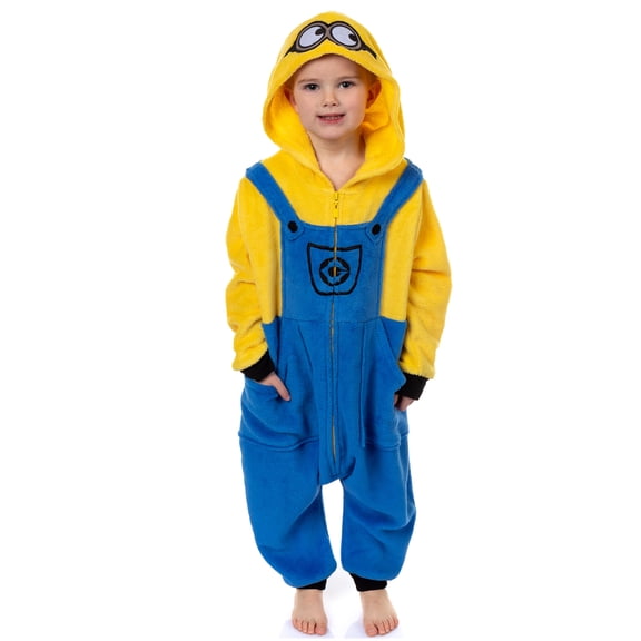 Minions Union Suit Toddler Boy's Fleece Kigurumi Hooded One Piece Pajamas Sleepwear Loungewear